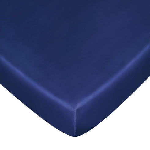 Satin Pack and Play Playard Sheet, Soft & Silky Mini Crib Mattress Cover (39"x27"x5") for Boys and Girls, Great for Baby Hair and Skin, Navy...