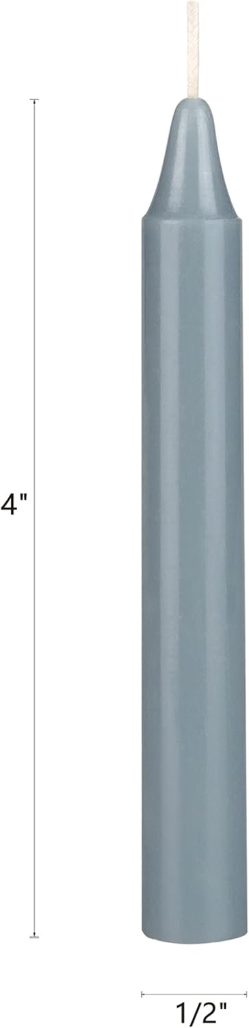 Mega Candles 20 pcs Unscented Gray Exquisite Mini Taper Spell Candles, 4 Inch Tall x 1/2 Inch Diameter, Magic Chimes, Enchantment, Casting Rituals...