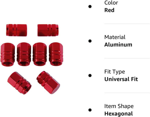 EBOOT 8 Pieces Tire Stem Valve Caps Wheel Valve Covers Car Dustproof Tire Cap, Hexagon Shape (Red)...