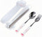 3 Piece Cartoon Cute Cat Claw Spoon Fork Chopstick Set Outdoor Camping Portable Tableware Set(pink)...