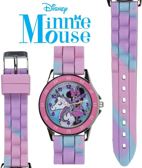 Accutime Kids Disney Minnie Mouse Unicorn Analog Quartz Time Teacher Wrist Watch with Pink Bezel, Cotton Candy Strap for Toddlers, Girls & Boys to...