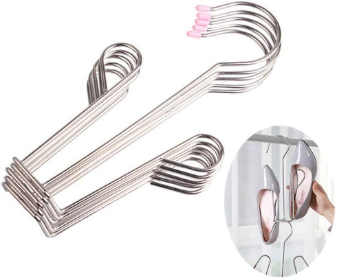 5 Pack Stainless Steel Shoes Hanger Drying Rack for Dehumidifying Hanging Leather Shoes,Double Hook Design Drying Shelf Storage Organizer,Closet O...