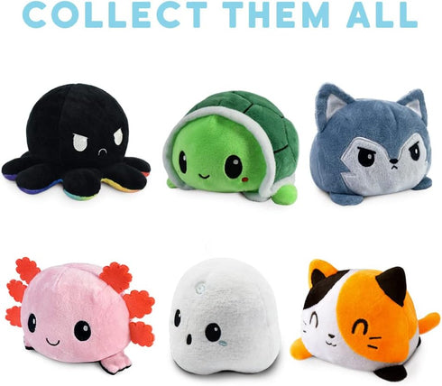 TeeTurtle - The Original Reversible Wolf Plushie - Galactic Purple - Cute Sensory Fidget Stuffed Animals That Show Your Mood...