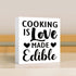 Kitchen Wood Box Signs,Cooking is Love Made Edible Kitchen Wood Block Signs with Sayings for Kitchen Table Decor,Funny Kitchen Sign Decor for Shel...