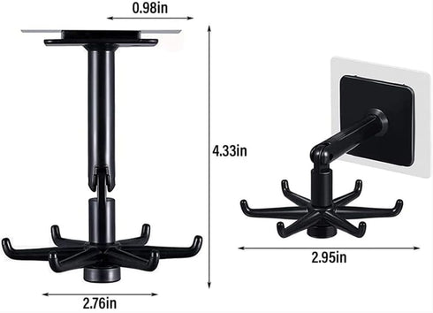Kitchen Utensil Hanger with 6 Hooks, Under Cabinet Utensil Holder Hanger Hook for Kitchen and Bathroom, 360° Rotatable Space Saving No Drilling Na...