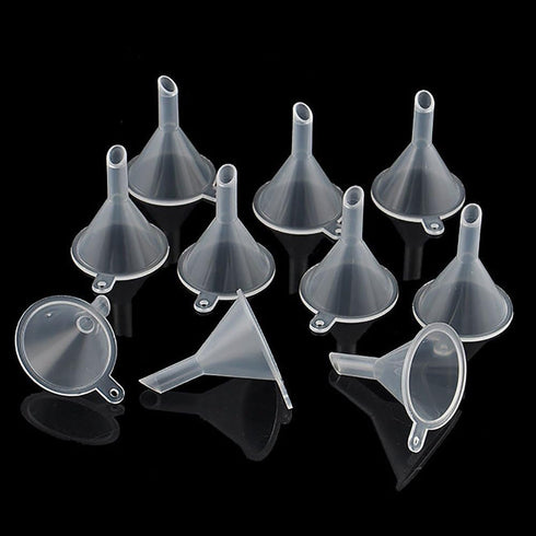 10Pcs White Small Clear Plastic Mini Funnels for Bottle Filling, Perfumes, Essential Oils, Science Laboratory Chemicals, Arts & Crafts Supplies Cl...
