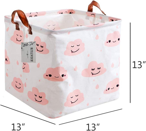 Storage Basket Fabric Organizer Bin for Toys, Books, Clothes, Pets,Perfect for Bedroom/Office/Nursery/Shelves(Pink Cloud)...