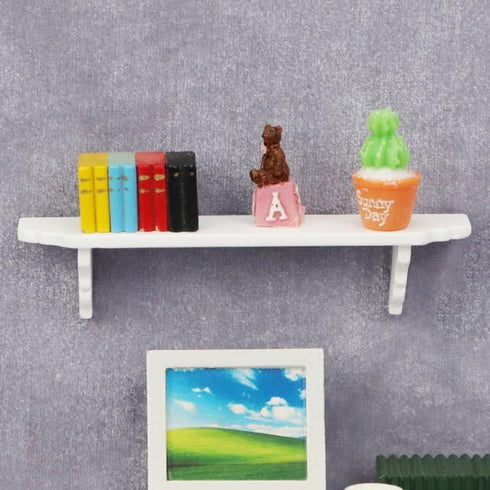 1Pc White Dollhouse Wall Shelf, 1:12 Scale Miniature Dollhouse Accessories, White Doll House Storage Wall Shelf for Kitchen Scene, Dollhouse Décor...