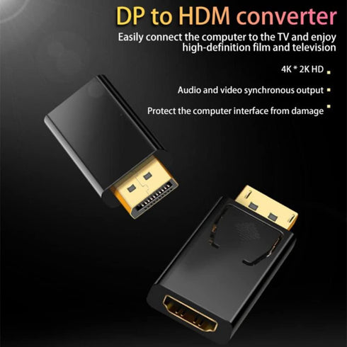 2Pcs DisplayPort to HDMI Adapter Converter Display Port Male DP to HDMI Female HD TV Cable Adapter Video Audio for PC TV Zuya-05 0...