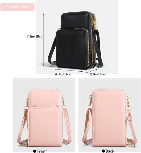 KAKKOII Small Crossbody Cell Phone Purse for Women, Leather Shoulder Handbag Multi-pocket Wallet Purse with Credit Card Slots...