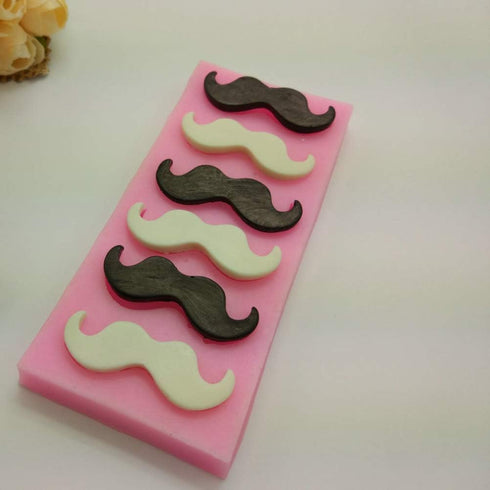 Cute 6 Cavities Funny DIY 3D Mustache Beard Silicone Mold for Fondant Chocolate Candy Gum Paste Cake Decor Baking Desserts Ice Tool...