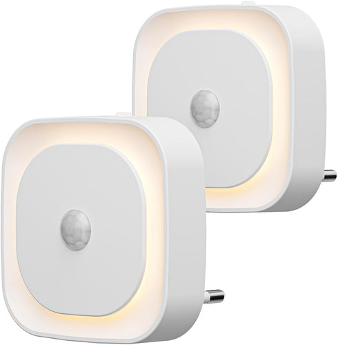 2 Pack Plug in Night Light with Motion Sensor & Dusk to Dawn Sensor, 3 Sensor Modes, Dimmable Night Lights Plug into Wall, Auto ON/Off, Warm White...
