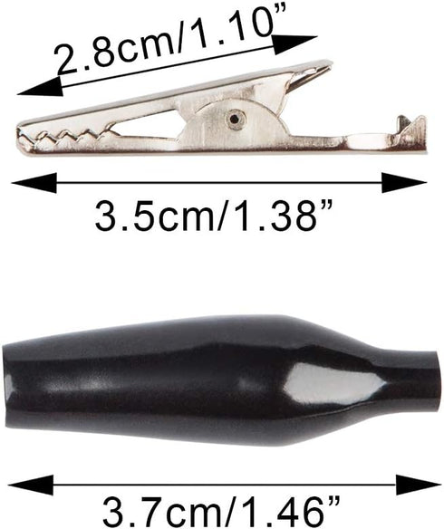 60 Pack 1.4''/35mm Silver Tone Alligator Clips,DanziX Crocodile Silver Tone Nickel Plated Electric Test Clamps with Red/Black Protective Insulatio...