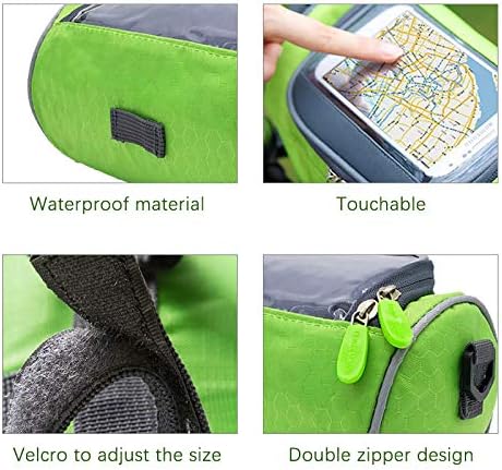 Waterproof Bicycle Handlebar Bag with Transparent Pouch and Adjustable Strap High-capacity Cycling Front Pack (Green)...