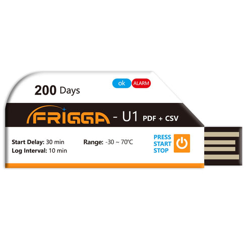 Frigga Temperature Data Logger Single Use Temperature Recorder 28800 Points USB Temperature Loggers High Accuracy 200 Days Cold Chain Transportati...