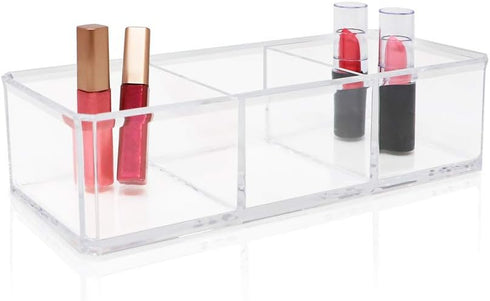 Isaac Jacobs Clear Acrylic 3 Section Organizer- Three Compartment Drawer Tray and Storage Solution for Office, Bathroom, Kitchen, Supplies, and Mo...