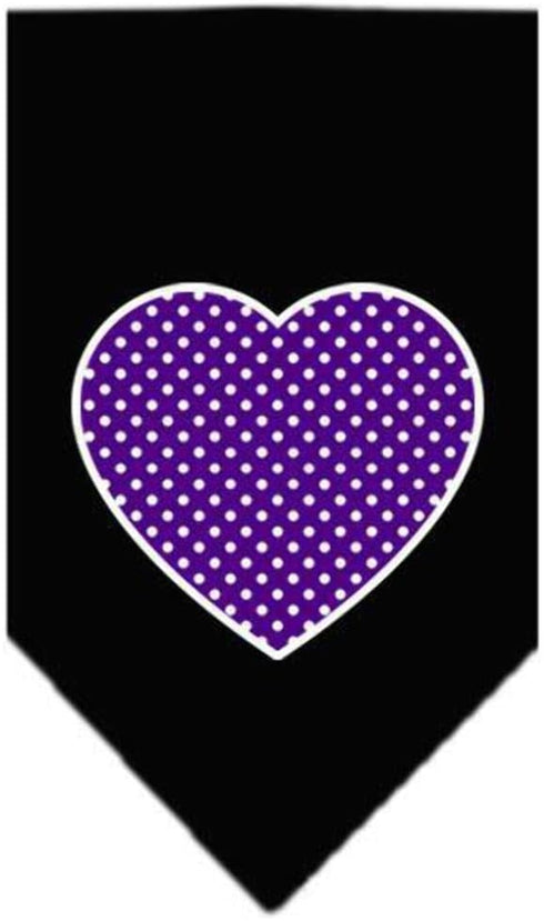 Mirage Pet Products Purple Swiss Dot Heart Screen Print Bandana for Pets, Large, Navy Blue...