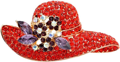 Red Rhinestone Hat Brooch Pin for Women Lapel Pins Elegant Dress Boutonniere Corsage Suit Tie Accessories Wedding Party Brooches Christmas Birthda...