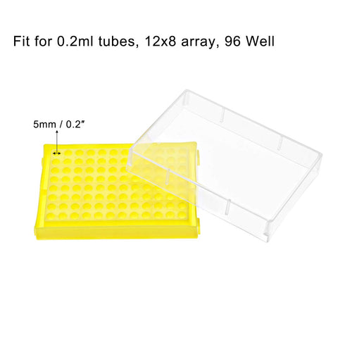 uxcell Centrifuge Tube Rack Storage Box 96-Well Polypropylene Holder for 0.2ml Microcentrifuge Tubes, Vials, Samples 5mm Hole Dia 2Pcs...