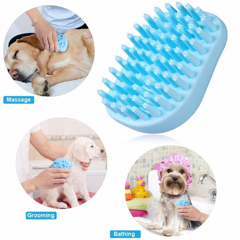Soft Silicone Bristles Massage Grooming Brush for Dogs and Cats Soft Pet Shampoo Brush for Shedding Hair Pet Bathing Tool (Pink)...