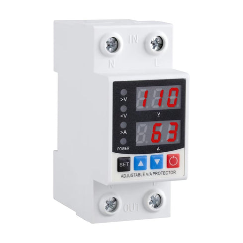Smart Circuit Breaker with Energy Monitoring - Adjustable 1-63 Amp AC110V DC85-300V Over/Under Voltage & Overcurrent Protection Intelligent Relay ...
