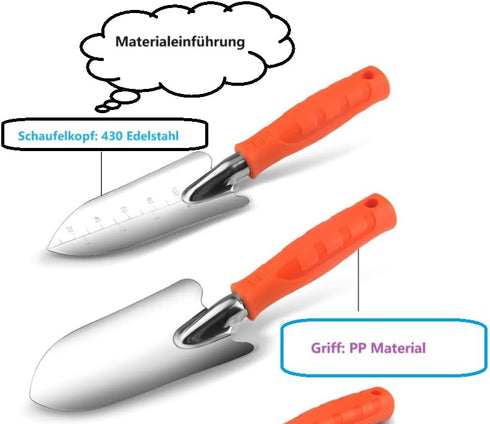 Flower rake, garden trowel for planting and transplanting work, length 29 cm, stainless steel hand shovel, corrosion protection 2210001-2, orange...