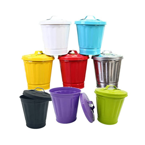 AITING Mini Trash can & Iron Garbage can Pencil Cup Holder 2pcs (Black)...