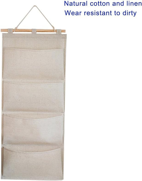 Co-link Linen/Cotton Fabric Wall Door Cloth Hanging Storage Pockets Books Organizational Back to School Office Bedroom kitchen rectangle Home Orga...