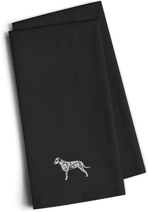 Caroline's Treasures BB3383BKTWE Dalmatian Black Embroidered Towel Set of 2 Decorative Bathroom Guest Hand Towel for Hand, Face, Tea, Dishcloth, 1...