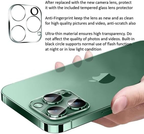 2X Set/6 PCS Back Rear Camera Lens Glass Replacement Kit with Adhesive Pre-Installed Fit for iPhone 13 Pro / 13 Pro Max + Repair Tools + Installat...