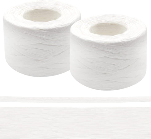 Anvin 2 Rolls Natural Raffia Paper Ribbon Matte Twine Raffia Ribbon Paper Decorative String for Festival Gift Wrapping, Crafts and DIY 1/4" Wide b...