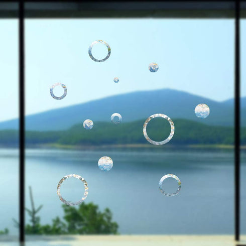 Ring and Circle Static Window Clings Anti Collision Window Decals for Bird Strikes, Glass Awareness Stickers, Stop Birds Flying into Windows, Set ...