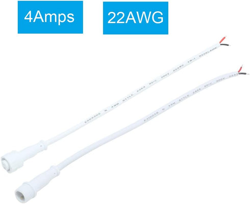 Waterproof Extension Cable,(Small Connector,Can Not Fit with Large Connector), IP65 LED Connector Cable 2 Pin Female Cable and Male Cable, Length ...