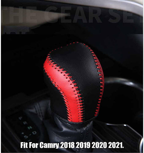 Rifoda for Camry Leather Gear Shift Knob Cover Trims Fit for Toyota Camry 2018 2019 2020 2021 Interior Accessories Protective Cover Decoration Bla...