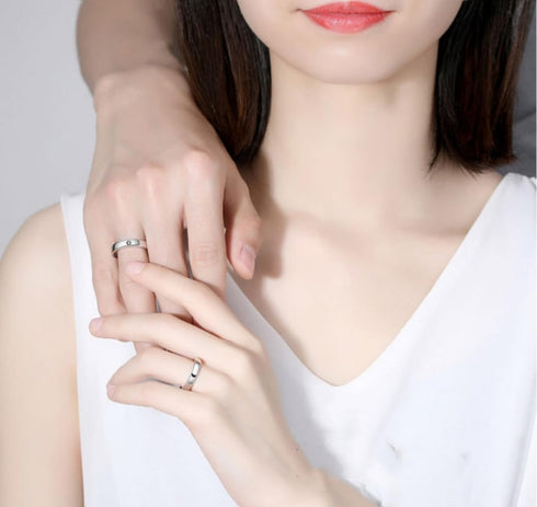 Matching Promise Rings for Couples Matching Rings Set Adjustable for Him and Her Engagement Wedding Rings Set of 2 Rings (Style 3)...