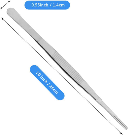 Adecco LLC Stainless Steel Tongs tweezer with precision serrated tips for surgical & sea food (10")...