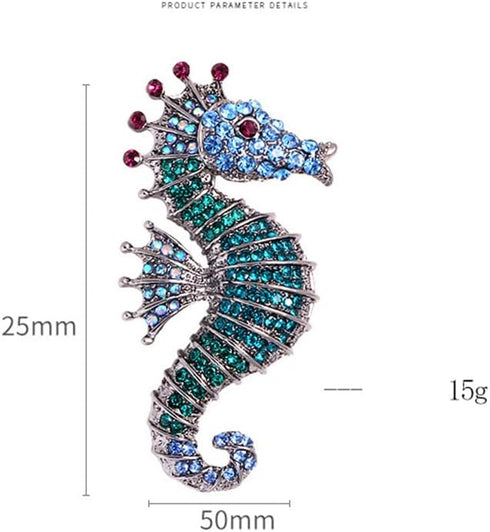 Sparkling Rhinestone Seahorse Brooches Pin Fashion Cute Lapel Pin Sea Animal Brooch Badge Pins for Kids Women Jewelry Gifts...