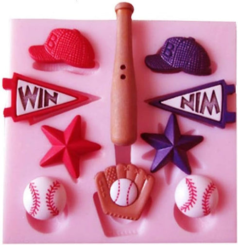 2Pcs/Set Baseball Fondant Mold for Cake Cupcake Decorating, Baseball Softball Glove Silicone Chocolate Candy Sugar Paste Mold, Sport Themed Party ...