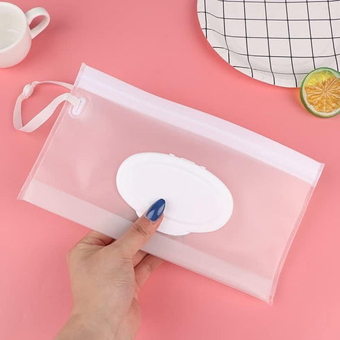 Transparent Baby Wipe Case Travel Holder Keeps Wipes Moist Set of Wet Wipes Holders Cases Portable Travel On The Go Refillable Dispenser Container...