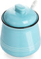 HAOTOP Porcelain Salt Bowl with Lid and Spoon,Ceramic Sugar Bowl 12oz (Turquoise)...