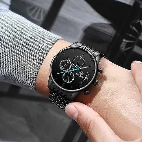 NEKTOM Watches for Men with Stainless Steel, Quartz Analog Watch with Date, Luxury Minimalist Dress Mens Watches, Chronograph Watch, 3ATM Waterpro...