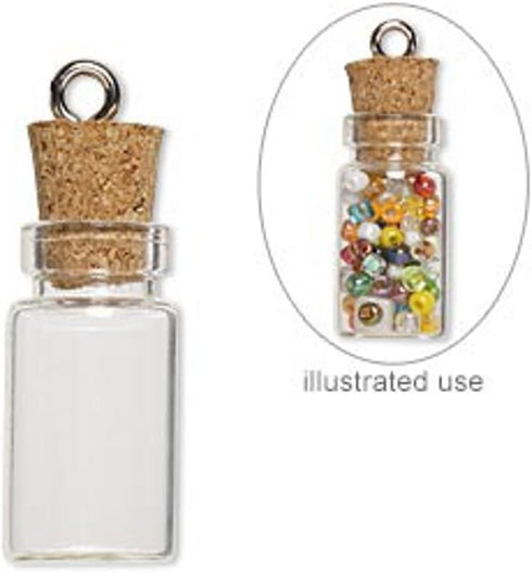 LEFV 50 Mini Glass Bottles 1-inch Message Treasure Charm Pendant Kit Makes Bottle Pendants 1ml Clear Vials with Corks & 50pcs Eye Screws - Miniatu...