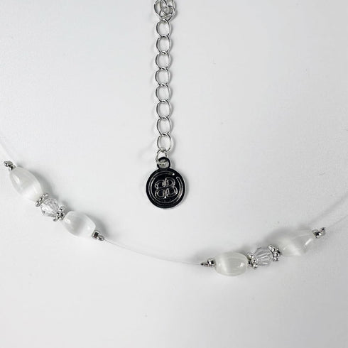 LASH NEXT DOOR Brooklyn's Choker Necklace for Women, White Beads, 13 Inches...