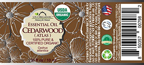 US Organic 100% Pure Cedarwood Essential Oil (Atlas) - USDA Certified Organic, Steam Distilled (More Size Variations Available) (10 ml / .33 fl oz...