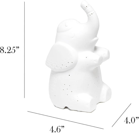 Simple Designs LT3337-WHT White Porcelain Fun Shaped Sitting Night Light Table Lamp, Elephant...