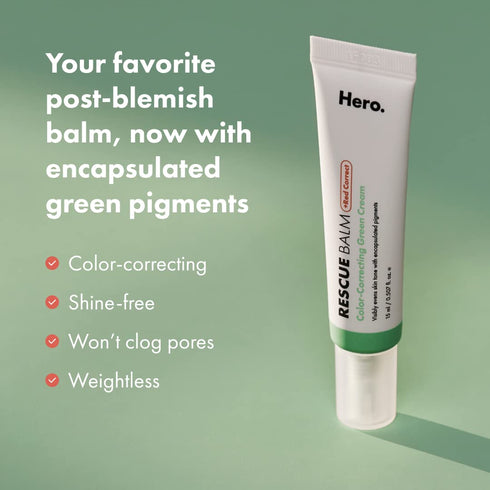 Hero Cosmetics Rescue Balm & Red Correct Post-Blemish Recovery Cream - Nourishing, Calming, Dermatologist Tested, Vegan (0.5 fl oz)...
