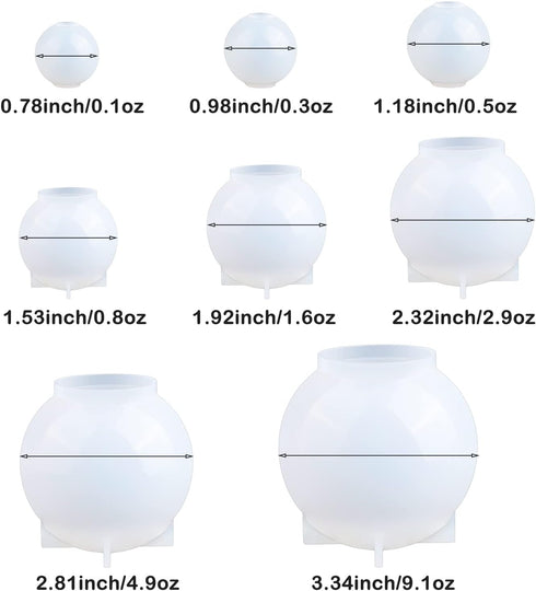 8Pcs Sphere Resin Molds Silicone, BABORUI Upgraded 3D Seamless Ball Shapes Silicone Molds for Resin Casting, Large Globe Epoxy Resin Molds for Hom...
