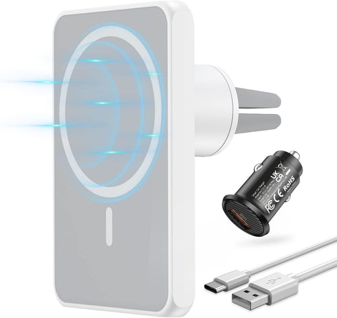 JoyGeek Magnetic Wireless Car Charger, Compatible with Mag-Safe Car Mount Charger for iPhone 14/13/12 Series, Car Air Vent Phone Holder Mount with...