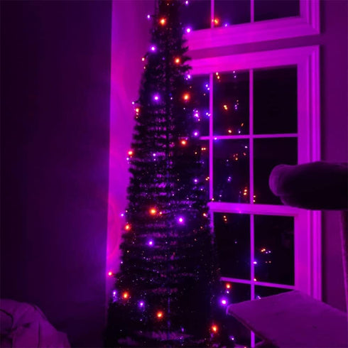 Purple and Orange Halloween Lights, 20FT 100 Count Incandescent Halloween Mini String Lights, Waterproof Halloween Decorations for Outdoor Indoor ...