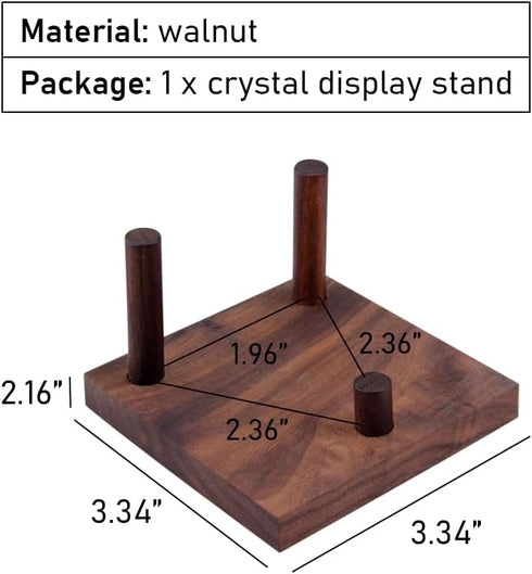 Walnut Crystal Display Stand Rock Display Holder Three-Peg Display Easel Stands for Fossil Coral Geodes Rock Mineral Agate M...